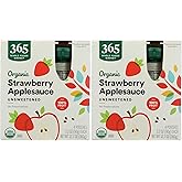 365 by Whole Foods Market, Organic Strawberry Applesauce Pouches, Unsweetened, 3.2 Ounce (Pack of 8)