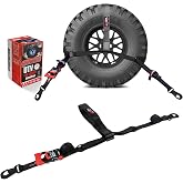 SpeedStrap 1.5" Tire Bonnet Tie-Down, Fits 26"-36" Tires | 4,000 lb MRC, Adjustable Fit, Extra-Long Front Strap, for UTV, ATV, SxS Trailer Hauling