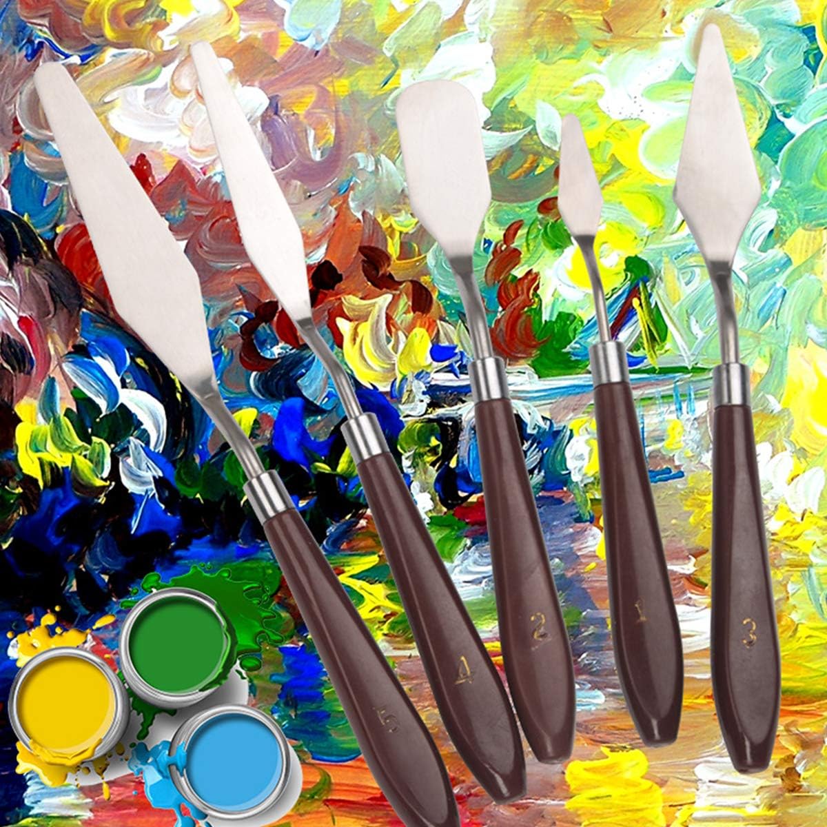 Palette Knife, NCTP 5 Pieces Stainless Steel Spatula Painting Palette Knife Oil Painting Accessories Color Mixing Set for Oil, Canvas, Acrylic Painting-Lightwish