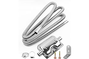DTNESS 300cm Diesel Heater Exhaust Pipe with Muffler and Clamps, 1"/2.5cm Stainless Steel Parking Air Heater Generator Hose, 118" Diesel Gas Vent Hose
