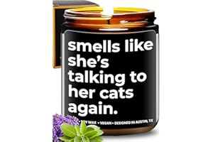ROSA VILA Funny Cat Mom Candle, Smells Like She's Talking to Her Cats Again, Cat Lover Gifts, Pet Themed Gifts for Women, Cat Present, Purrfect Cat Presents for Her, Birthday, Gift-Ready