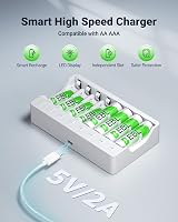 EBL 8 Slots NiMH AA AAA Charger with 2800mAh AA and 1100mAh AAA Batteries view 3
