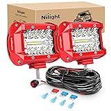 Nilight LED Light Bar 2PCS 60W 4Inch Triple Row