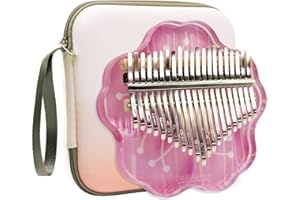 EDDARAY Acrylic Kalimba Thumb Piano 21 Keys, Transparent Finger Piano Mbira Sanza Cherry Blossoms Shape with Tone Hammer and Box for Kids Adults Beginners, Portable Keyboard Musical Instruments Birthday Gift