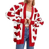 Saodimallsu Womens Heart Cardigan Sweaters Cute Valentines Oversized V Neck Button Up Winter Sweater Coats
