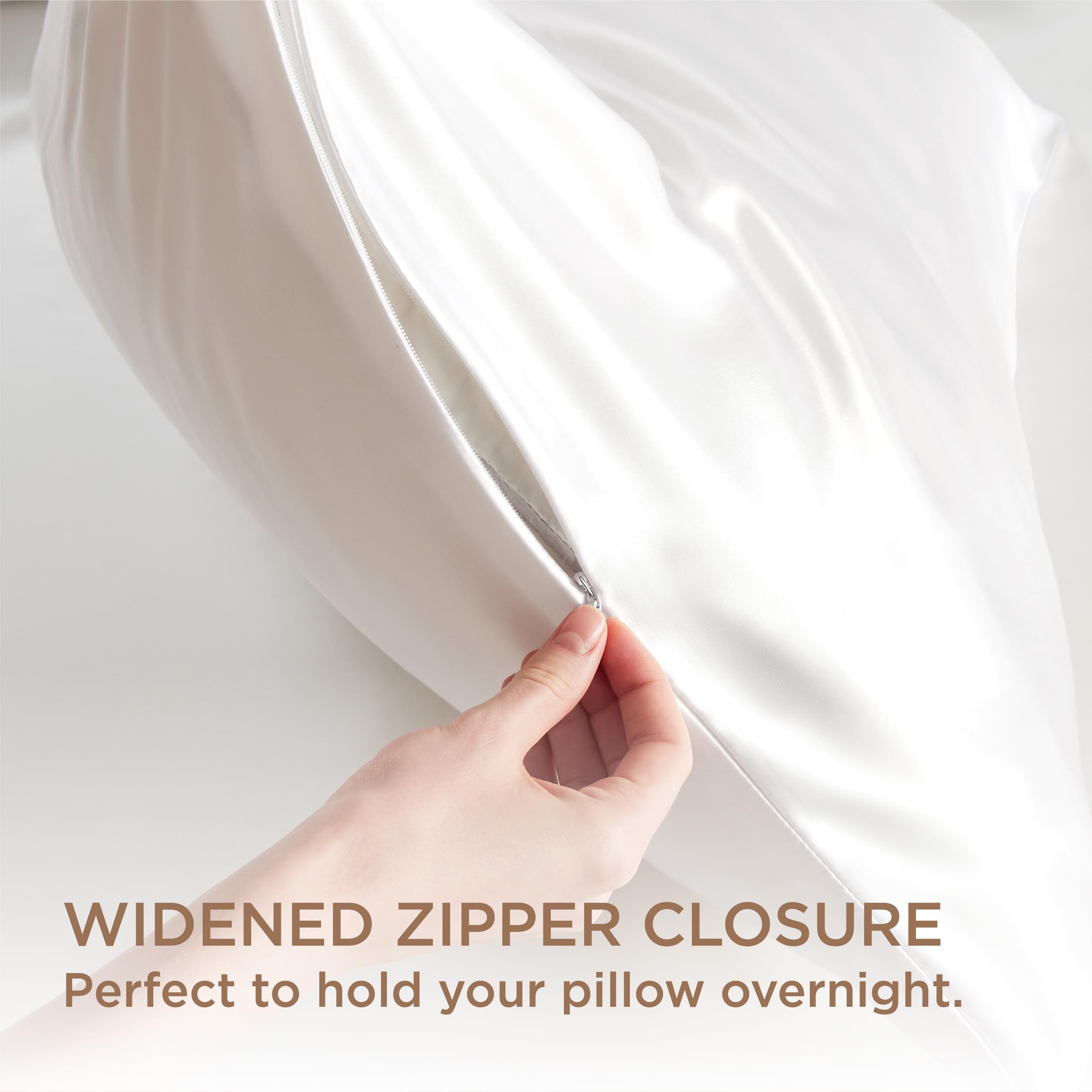 Bedsure 100% Mulberry Silk Pillowcase for Hair and Skin, White Silk Pillow Case with Hidden Zipper, Gifts for Women Men, Standard Size Single Pack,20x26 Inches - Image 6