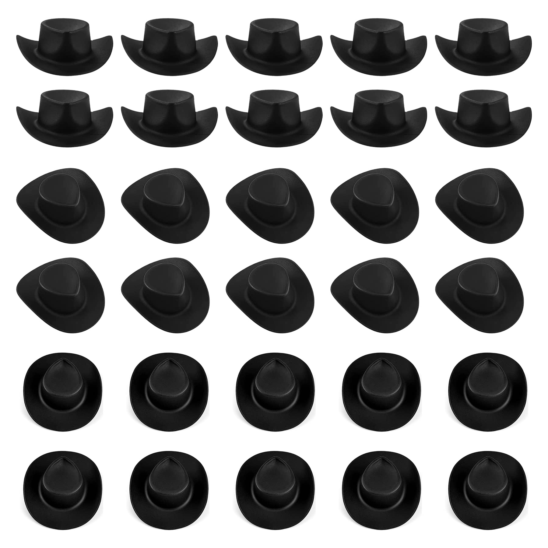 Cayway Plastic Mini Hats, 30 PCS Black Miniature Cute Hat Plastic Cute Doll Hats for Doll Dress Up, Dollhouse Decoration, Party Accessories, Cake Topper and Pretend Play Dollhouse