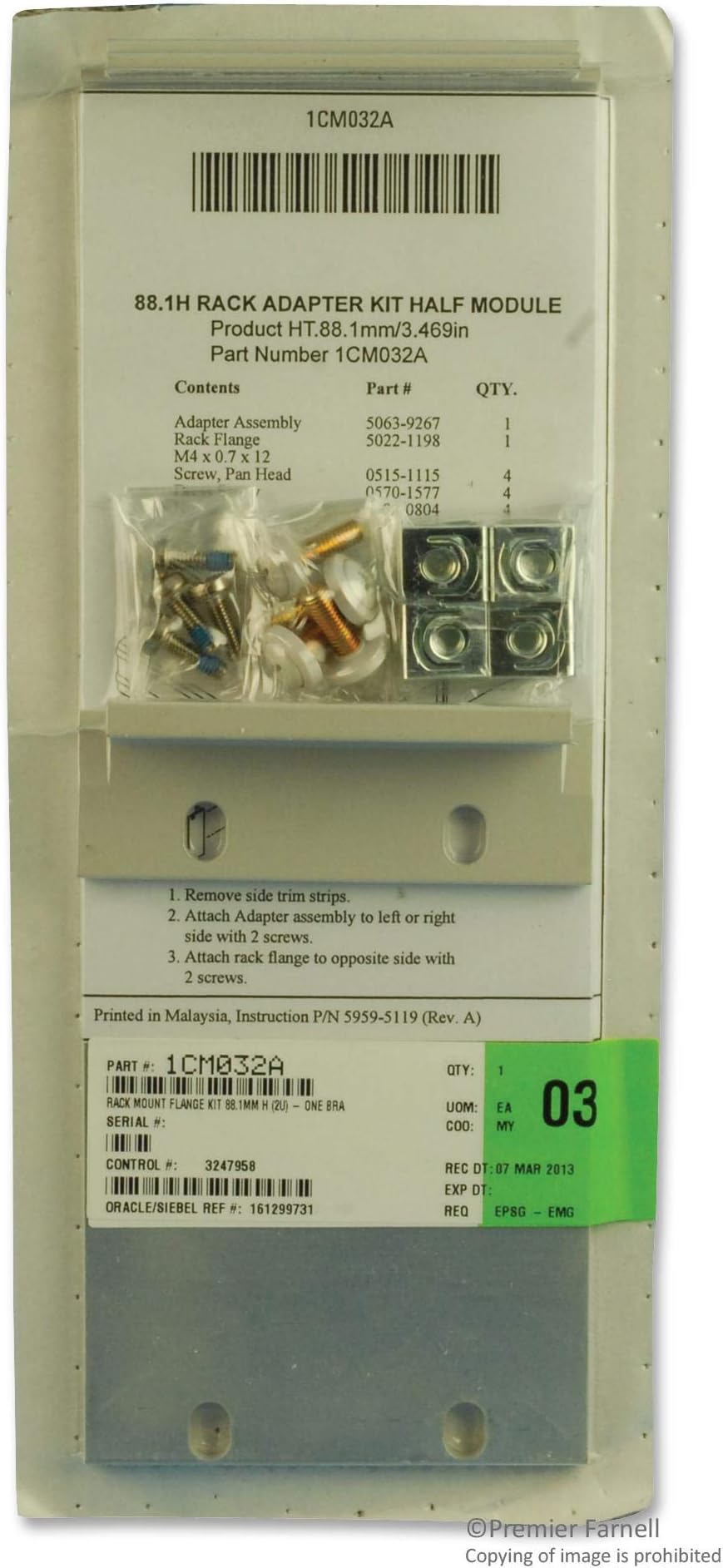 KEYSIGHT Technologies 1CM032A Rack Mount Kit, Rack Mount Kit, Keysight 3499B Series Switch & Control Systems