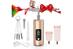 PELCAS Cordless Airbrush Kit with Compressor LCD Display, Rechargeable 36PSI Airbrush Gun, Handheld Airbrush Machine for Nails Art, Painting, Barber, Cake Decor, Cookie, Mode, Tattoo