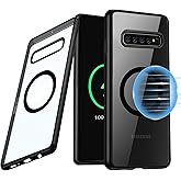 Guizzcg for Samsung Galaxy S10 Plus Magnetic Case (6.4-inch) [Compatible with Magsafe] Soft TPU Bumper + Clear Back Slim Shockproof Drop Protection for Samsung Galaxy S10+,Black