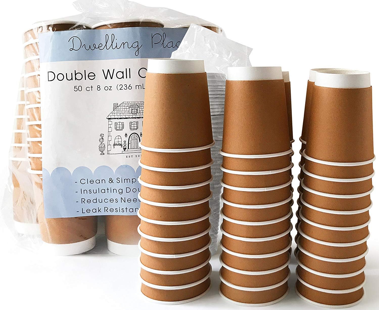 Premium 8 oz Disposable Coffee Cups with Lids (50 Ct) Use