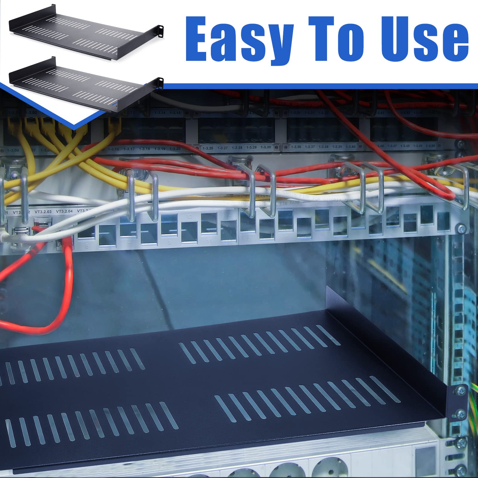 Mua Taiyin 2 Pieces Server Rack Shelf 1U 19 Inch Rack Shelf Vented ...