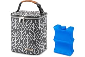 BABEYER Breast Milk Cooler Bag with Ice Pack Fits 4 Baby Bottles Up to 9 Ounce, Baby Bottle Bag for Nursing Mom Daycare-Grey