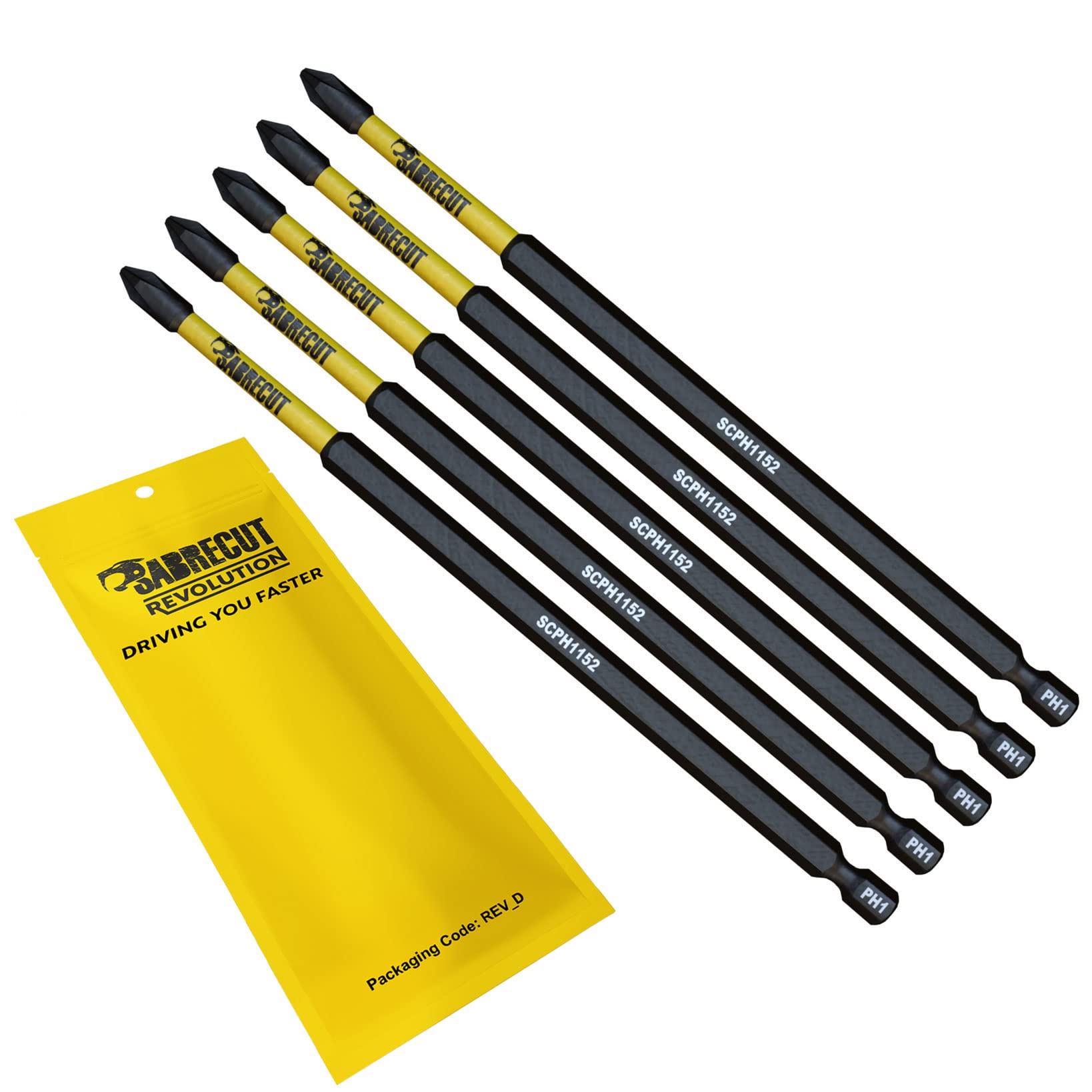 5 x SabreCut SCPH1152_5 152mm PH1 Magnetic Impact Screwdriver Driver Bits Set Phillips Heavy Duty