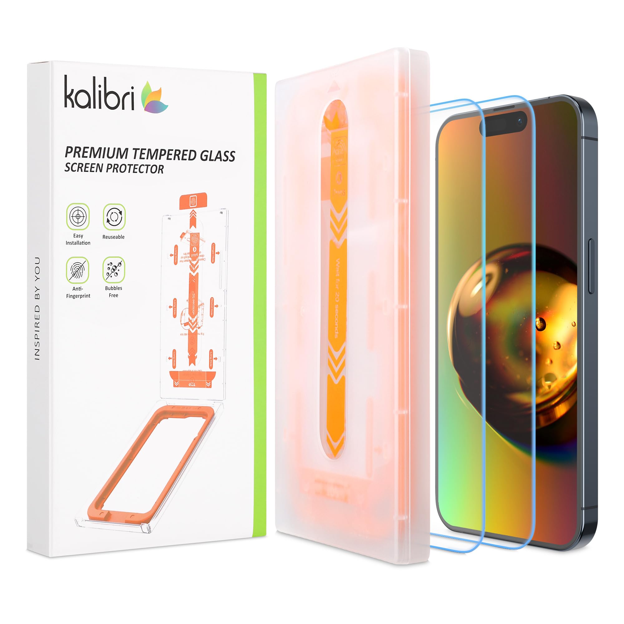 kalibri Tempered Glass Screen Protectors Compatible with iPhone 15 Pro Max (Set of 2) - Screen Protector - Transparent