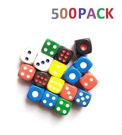 ISHARAA 500PCS Game Dice Creative Acrylic Dice 6-Sided Dice for Party Game