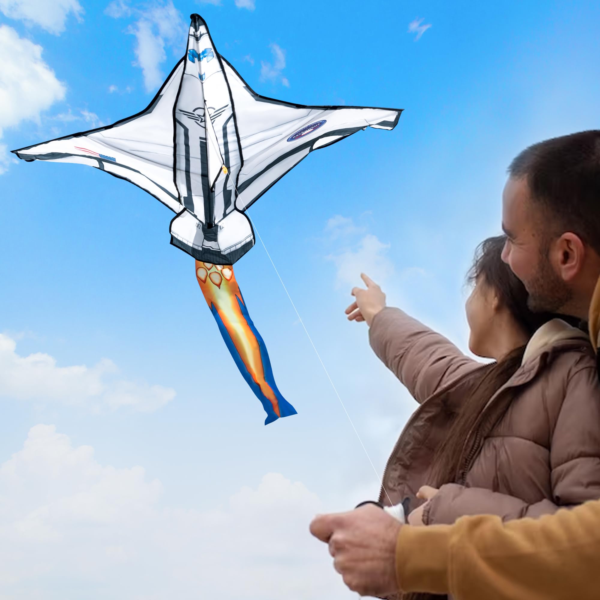 JOYIN Spaceship Kite Easy to Fly for Kids and Adults with 262.5 ft String, Large Beach Kite for Outdoor Games and Activities