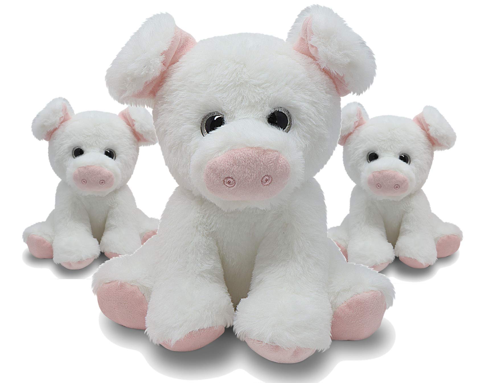 Fluffuns 3-Pack Pig Stuffed Animal – Stuffed Pig Plush - 9 Inch Stuffed Animal Pig (White)