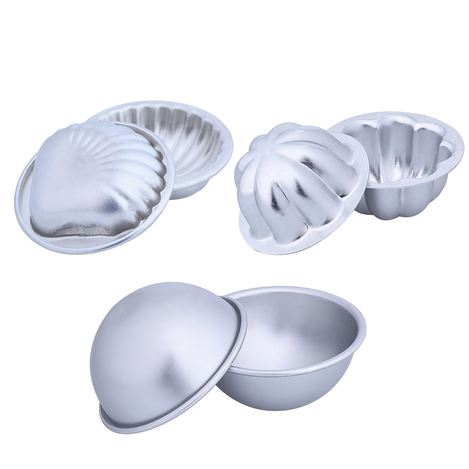 Outus 6 Pieces 3 Set 3 Shape Metal Bath Bomb Molds for DIY Crafting
