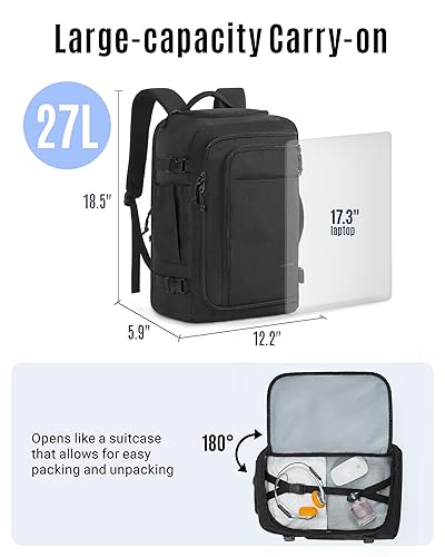 LIGHT FLIGHT Travel Backpack, TSA Friendly Flight Approved Carry on  Backpack Water-resistant Lightweight Busin