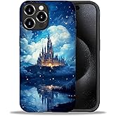 CARLOCA Compatible with iPhone 16 Pro Max Case,Blue Castle 2-in-1 Soft TPU + Hard PC,Anti-Scratch Soft TPU Shockproof Unique Protective Cover Pattern Design