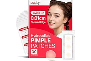 SOSKY Pimple Patches for Face, Hydrocolloid Acne Patches, Zit Sticker for Face and Skin, Pimple Patches for Covering Zits, Blemishes with Salicylic Acid 30 Count 12mm