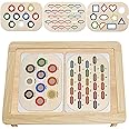Ovveroche Sensory Table Inserts,Children's Sensory Tray Tabletop Board Game Wooden Flat Board Parent-Child Interactive Early Education Toys