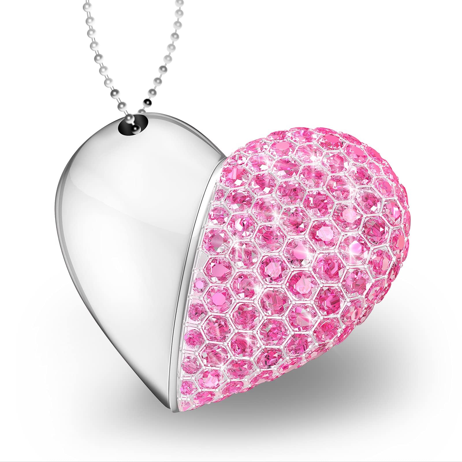 KEXIN 64GB USB Flash Drive USB 2.0 Memory Stick Heart Shape Metal USB Stick USB Pen Drive Thumb Drive 64 GB External Data Storage Stick for Computer, Laptop, TV, Car, Pink