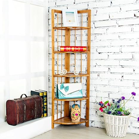 Amazon Co Jp I T Outlet 竹 製 バンブー コーナー ラック 飾り 収納 棚 ディスプレイ シェルフ 5段 タイプ 靴 小物 高質 デザイン リビング 衣服 部屋 新生活 に おすすめ Az Bancon 5 ホーム キッチン