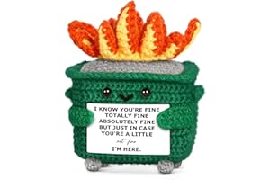 Quaintir Funny Best Friend Friendship Gifts for Women, Handmade Positive Crochet Dumpster Raging Fire, Emotional Support Crochet Gift for Coworker BFF Bestie Sister, Christmas Stocking Stuffers
