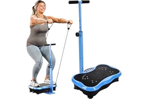 Lifepro TrimLite Vibration Plate Exercise Machine with Handlebars – Whole Body Vibration Platform for Lymphatic Drainage & Weight Loss – 99 Speed Levels, Bluetooth Speaker, Resistance Bands & Remote
