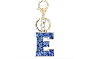 RETUI Purple Green Dark Blue Letter A-Z Keychain for Women Men Purse Handbags Metal Alphabet Initial Letter Car Key Ring