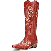 Lumeheel Cowboy Boots for Women - Knee High Western Cowgirl Boots, Sparkly Rhinestone Retro Country Boots with Classic Embroidered, Pointed Toe Chunky Heel Pull on Zipper Fashion Vintage Tall Boots