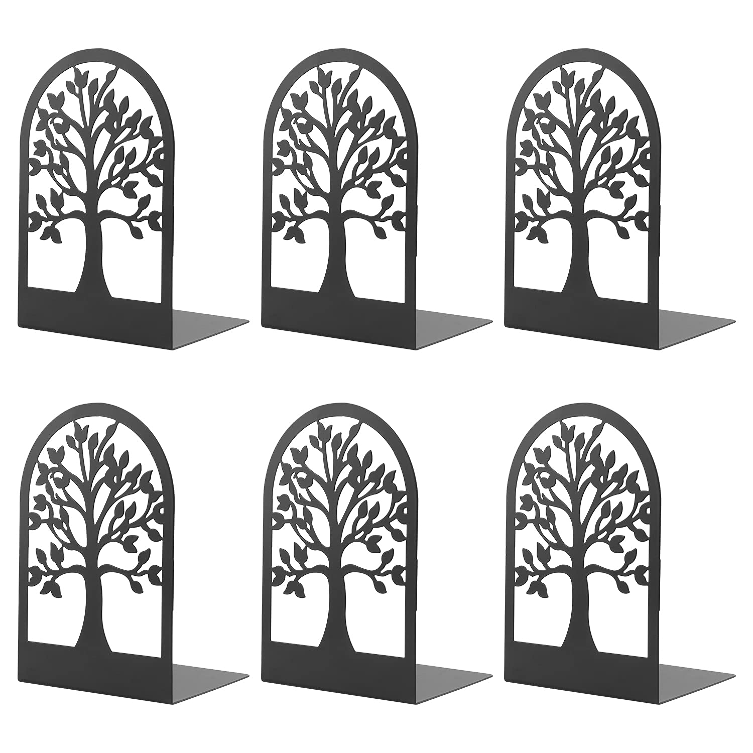 3 Pairs Metal Book Ends, MSDADA Desk Bookends Heavy Duty, Book Ends Holder for Shelves, Bookends for Office&School, Book Shelf Holder Home Decorative, Bookend Supports, Book Stoppers(Black)