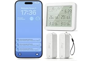 DAYTECH WiFi Hygrometer Thermometer with Large Display View, Room Temperature Humidity Meter with App Notification Alert, Fre