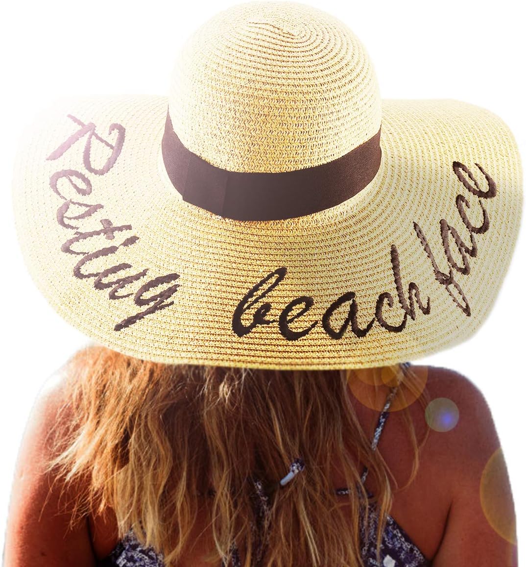 Summer Women Straw Hat, Floppy Wide Brim Sun Hats, Bride Honeymoon Beach Party