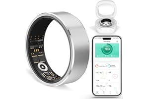 YULUCKGO Smart Ring Fitness Tracker Ring for Men Women - Health Heart Rate Ring with Motion Tracking, Sleep Monitor, and Oximetry, No Subscription Fee, Family Care, Remote Photography, IP68 Waterproof(8#)
