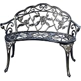 Patio Balcony Bench Double Seat, Anti-Rust Cast Aluminum Patio Garden Bench for Park Yard Outdoor Furniture Copper.1