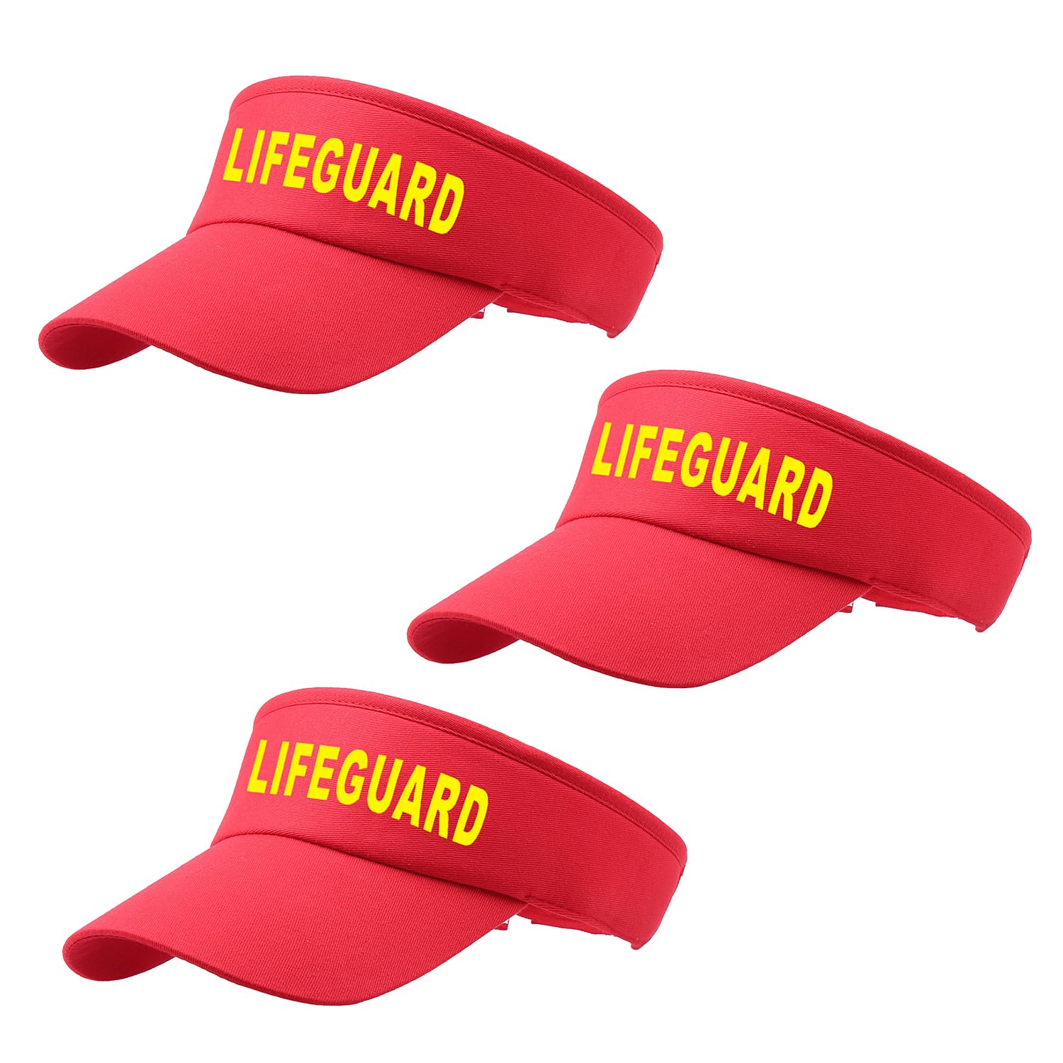 Lezevn 3Pcs Lifeguard Hat Adjustable Hat Red Sun Cap Guard Hat Halloween Men and Women Costume for Guard