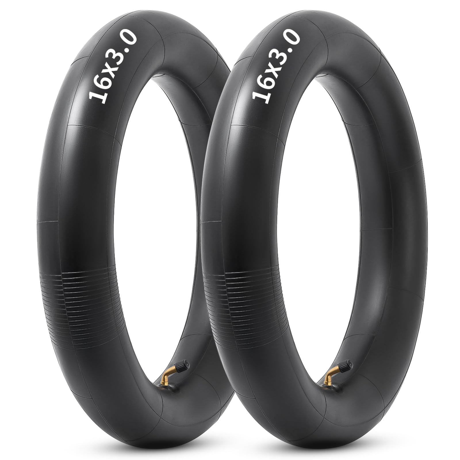 Photo 1 of 16x3.0 Replacemen Inner Tube, 16 x 3.0 Bike Tube with Bent Valve Stem Compatible with 16x3.0 16x3.25 16x3.5 E-Bikes Electric Scooters Mopeds Kids Chopper Bikes and Folding Bikes 2Pcs