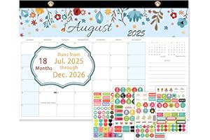 RAIZESTILO Calendar 2025-2026, Monthly Desk Calendar from July 2025 to December 2026, 17" x 12", Large Desktop Calendar Monthly, Perfect for Home or Office, Floral (Desk(17" x 12"）)