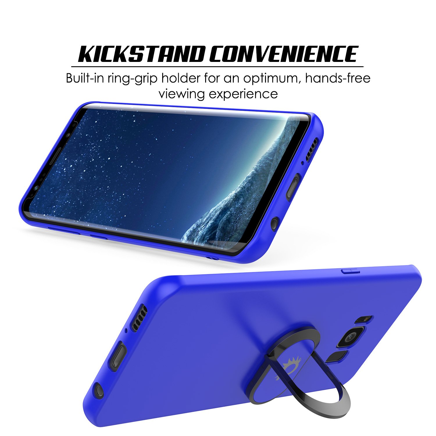 Galaxy S8 Case, Punkcase Magnetix Protective TPU Cover W/Kickstand, Ring Grip Holder & Metal Plate for Magnetic Car Phone Mount Plus PunkShield Screen Protector for Samsung S8 Edge [Blue]