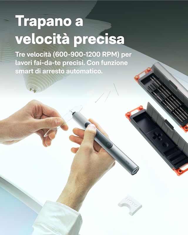 SNAPBLOQ D-A03 Mini Trapano a Batteria con 20 punte, Trapano a Mano Senza Fili a 3 velocità, Luci LED, Set di Trapani Elettrici per la Realizzazione di Gioielli, Resine, Legno, Plastica, DIY