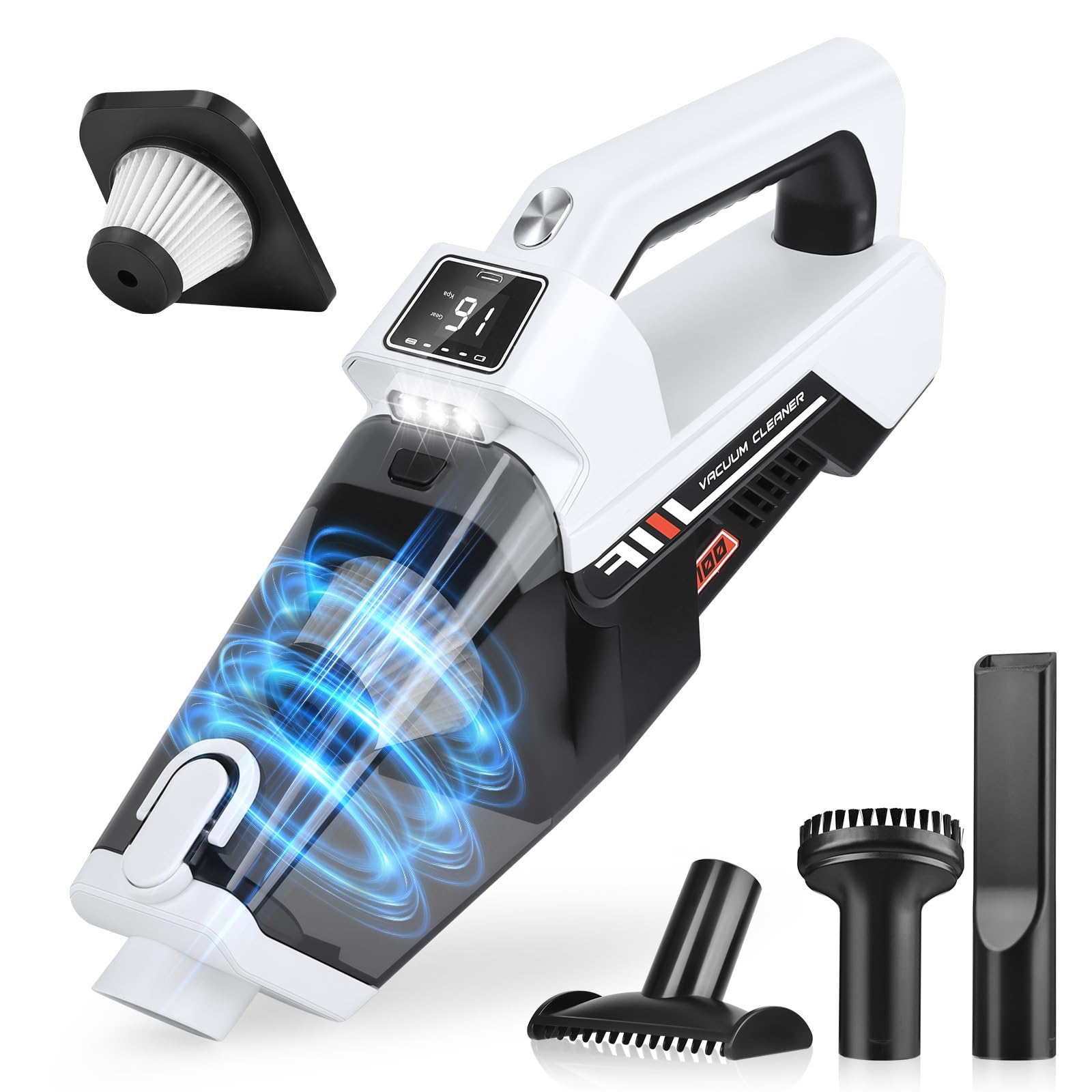 Photo 1 of Jivoxia Handheld Vacuum Cordless, 3-in-1 Portable Vacuum Cordless with LED Light, 16000pa Strong Suction, Type-C Charge, Washable HEPA Filter, Small Vacuum Cleaner for Car, Home, Office, Pet Hair
