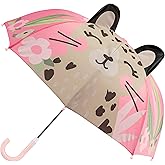 Stephen Joseph Kids' Pinch Free Umbrellas for Rain Children's Pop Up Umbrella, Leopard