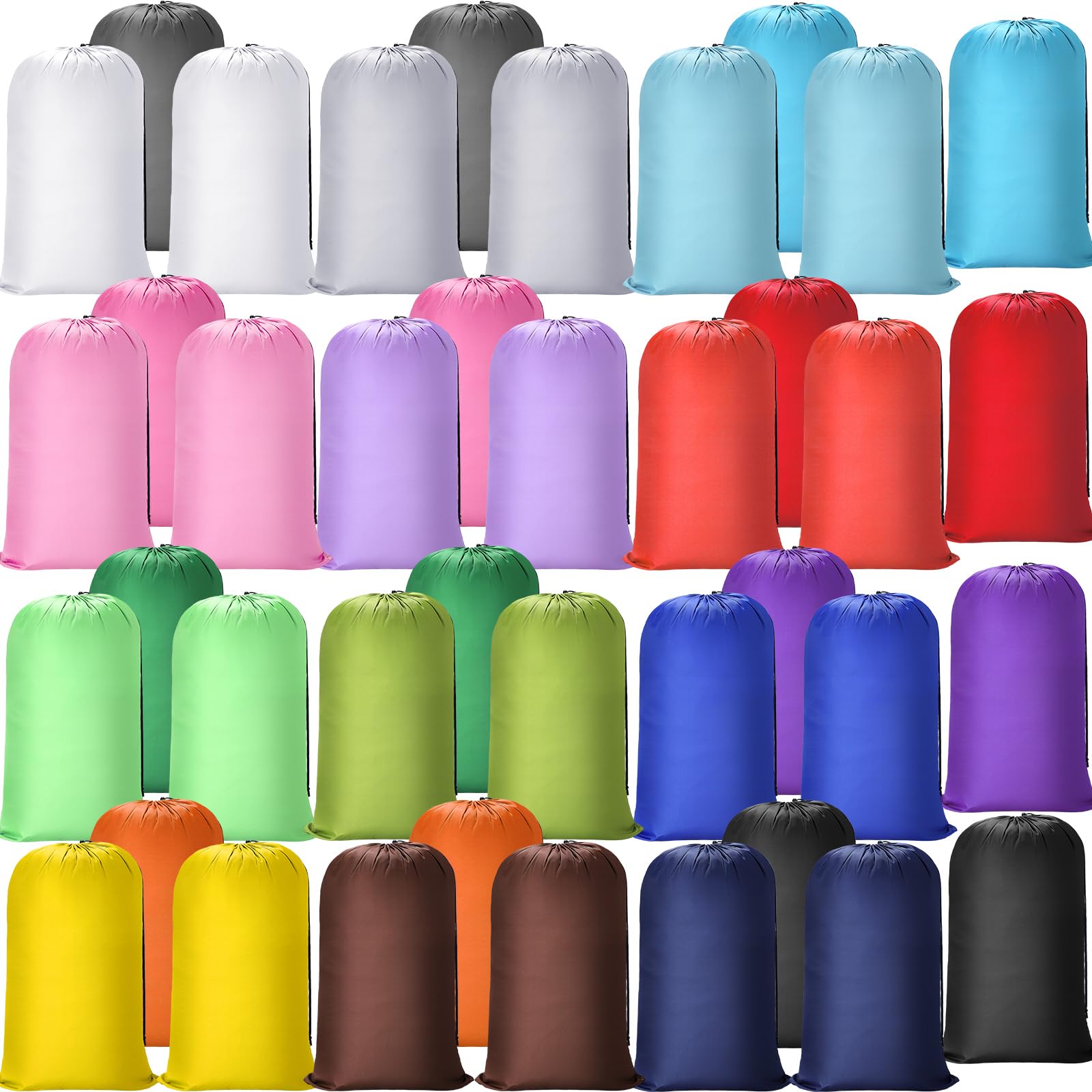 Photo 1 of Sanwuta 40 Pcs Large Laundry Bags with Drawstring 38" x 24" Bulk Travel Laundry Bags Lock Closure Reusable Washable for Dirty Clothes College Dorm Apartment Camp(Mulitcolor)