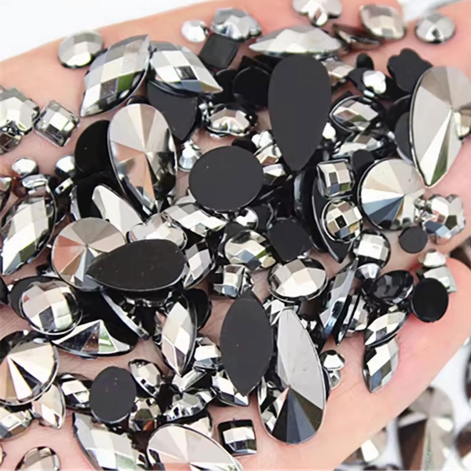 Photo 1 of 1000pcs AB Colorful Rhinestones Crystal Gems, Flatback Acrylic Gemstone Jewels, Craft DIY for Cosplay Pirate Halloween Costume Clothes Party, Nail Crafting Gems Accessories (15 Antique Silver)