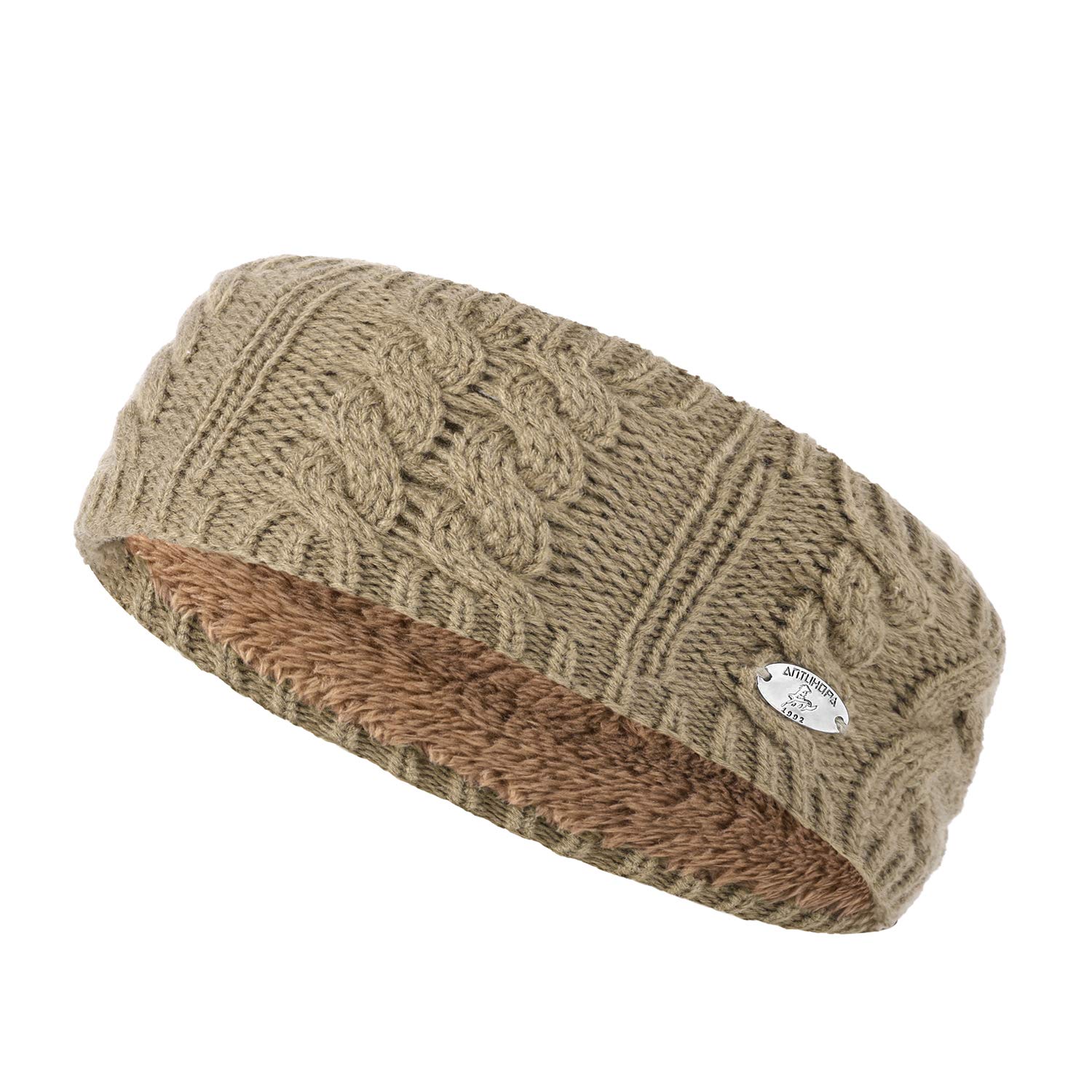 AnJuHoPa Knitted Headband, Cable Knitted Headband, Ear Protection Hair Band with Fleece Lining - Brown - One size — image 1