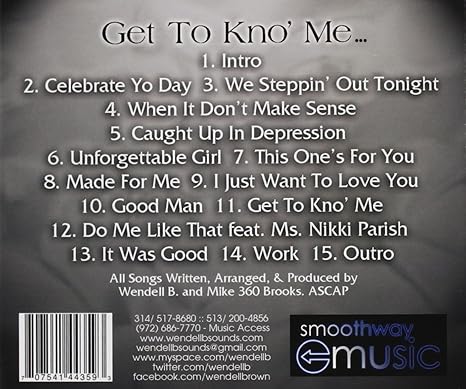 Get To Kno Me By Wendell B Amazon Co Uk Music A some b a food c many d anything. amazon co uk