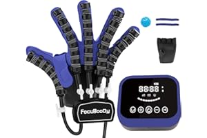 FocuBoody Hand Rehabilitation Robot Gloves Mobility Finger Training Equipment for Hemiplegia Stroke Cerebral Palsy Patient with USB Chargeable (Blue Size Large) Right Hand